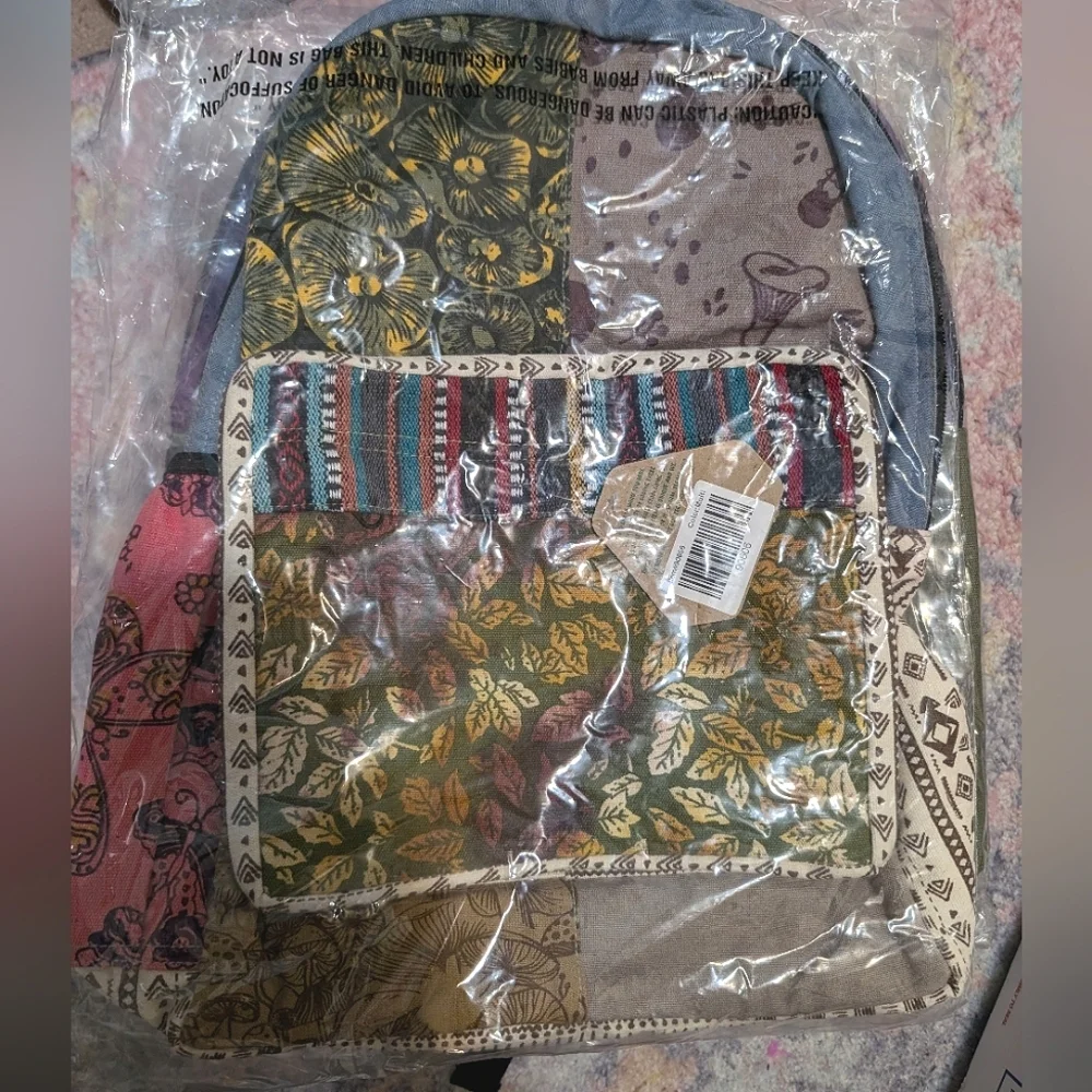 Colorful Upcycled Boho Patchwork Backpack RANDOM ASSORTED - Picture 6 of 7